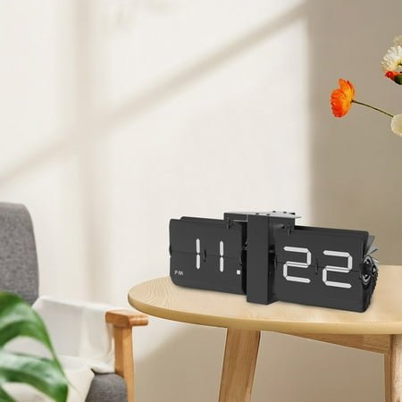 Retro Flipping Out Wall and Tabletop Flip Clock, High-Quality Stainless Steel, Battery Powered, Classic Design for Living Room and Office Decoration