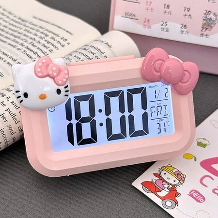 Sanrio Hello Kitty Alarm Cute Kitty Cat Noctilucent Alarms Clocks Cartoon Mini Alarm Clocks Dormitory Desktop Ornament Gifts