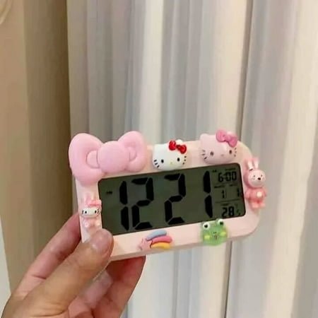 Sanrio Hello Kitty Kawaii 5inch My Melody Anime Electronic Alarm Clock Cartoon Cute Dolls Girls Gift Creative Wake Up Ar