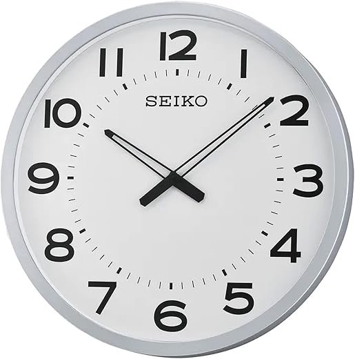 Seiko 20 Inch Ultra-Modern Silver-Tone Framed Wall Clock