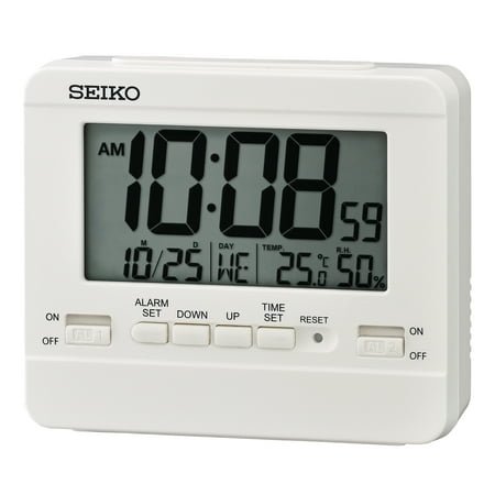 Seiko 4 in Everything Digital Alarm Clock, White, QHL086WLH