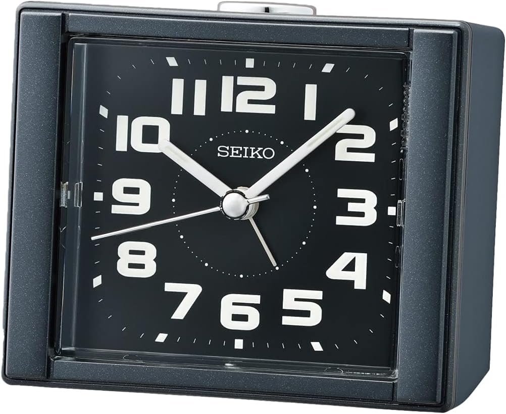 Seiko Aoki Bedroom Alarm Clock, Metallic Black