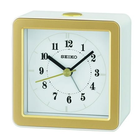 Seiko Gatsby Bedside Alarm Clock, White, Quartz, Analog, QHE082WLH