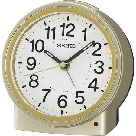 Seiko Sussex II Non Ticking Bedroom Alarm Clock, Gold