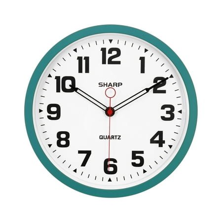 SHARP Matte Teal Wall Clock 12 Inch Silent Non-Ticking Modern Stylish Quartz Clocks Battery Operated, Easy to Read