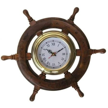 Ship Wheel Clock, 12 - Nautical Decor