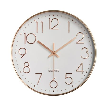 SHNETY 8 Inch Silent Wall Clock Embossed Scale Round Dial Pointer Display Battery Powered Accurate Timekeeper Plastic Quartz Wall Clock Living Room Bedroom Decor