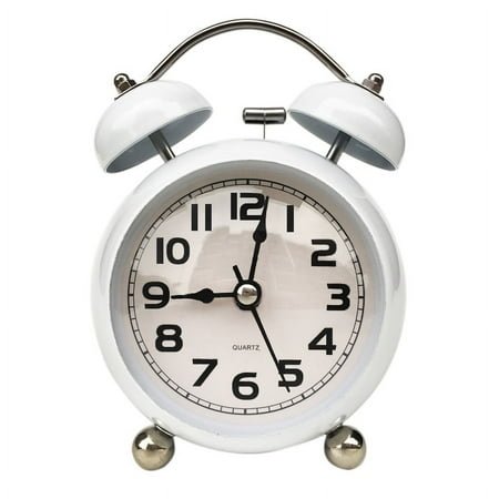 Silent Alarm Clock Vintage Retro Classic Night Light Extra Loud Twin Bell