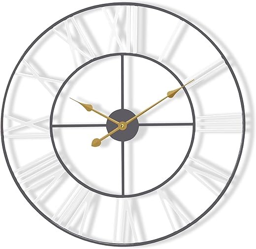 Sorbus Large Wall Clock for Living Room Decor - 24 inch Big Wall Clock Decorative - Battery Operated - Roman Numeral Analog Large Clock for Bedroom, Room, Home, Kitchen, Office, Wall Decor (White)