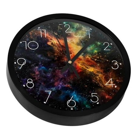 Space Galaxy Nebula Starry Silent Wall Clock, Non Ticking Battery Operated 9.8 Inch Wall Clocks for Bedroom Kitchen Home Office School Art Decor