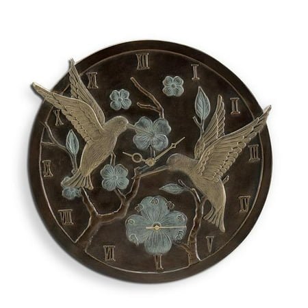 SPI Home 35227 15.5 x 16 x 2 in. Hummingbird Pair Wall Mounted Garden Clock & Thermometer