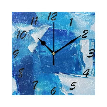 Square Wall Clock Silent Non-Ticking Battery Operated Retro 7.78 Clock for Bedroom Living Room Decor An Acrylic on Canvas Painting