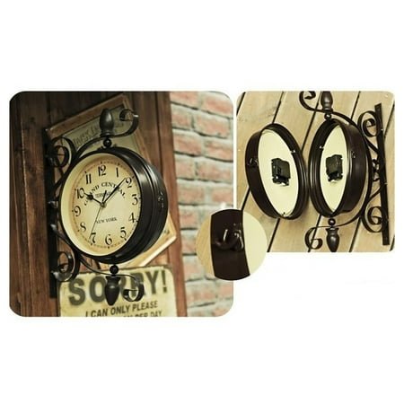 Station Clocks Vintage Double Sided Wall Hanging Lobby