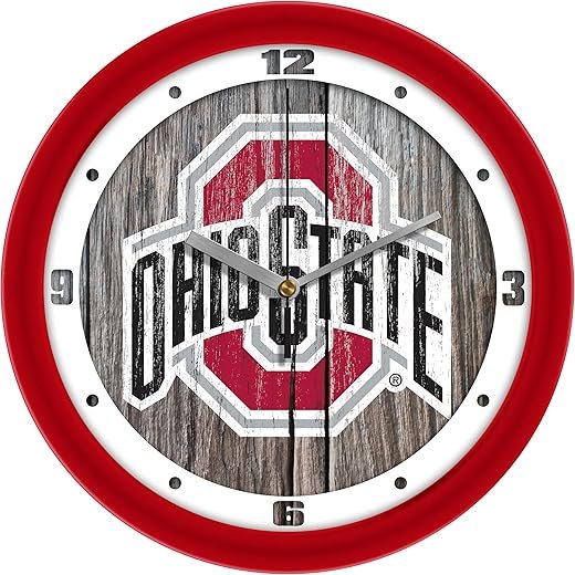 SunTime Ohio State Buckeyes - Weathered Wall Clock