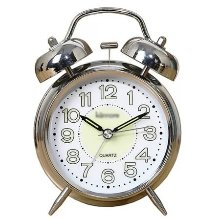 Super Loud Alarm Clock for Heavy Sleepers Adults,Twin Bell 4 Inch Silent Non-Ticking with Backlight, Luminous dial, Alarm Clocks for Bedrooms Bedside