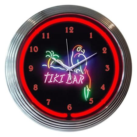 Tiki Bar Neon Clock