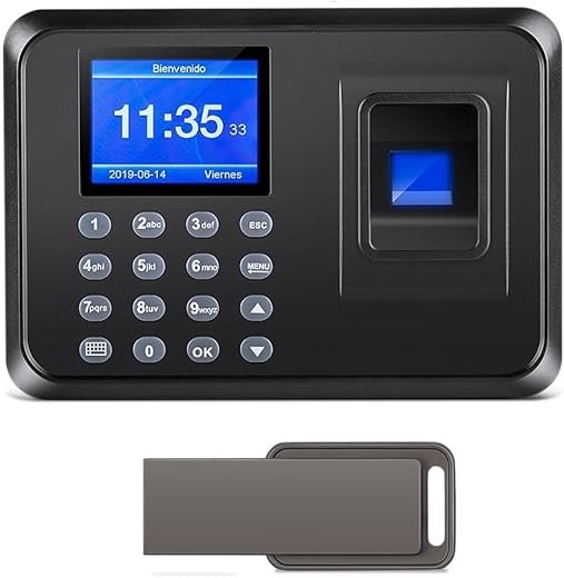 Time Clocks for Employees Small Business, Clock in Machine for Employees, Clock in Clock Out Machine, with 2.4 TFT LCD Screen, USB Download Data, 1000 Fingerprints Scanner (with 8G U-Disk)