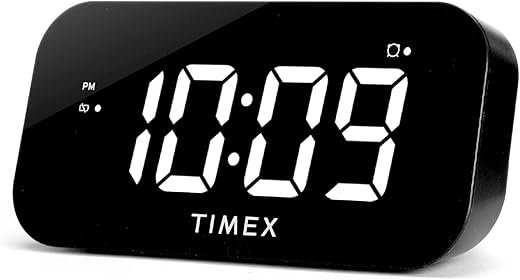 Timex Alarm Clock with Large Display and 5W USB Charging Port, Digital Alarm Clock for Bedroom Includes 100-240V Universal Power Adapter (T1120B-Black)