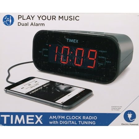 Timex Audio T231GRY2 AM/FM Dual Alarm Clock Radio with Digital Tuning (Gunmetal Gray)