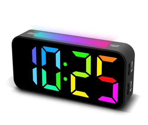 Topski Loud Alarm Clocks for Bedrooms Heavy Sleepers, Digital Bedside Clock with Night Light, Large Display, Dual Alarm, Snooze, Dimmable for Kids Teens Boys Girls