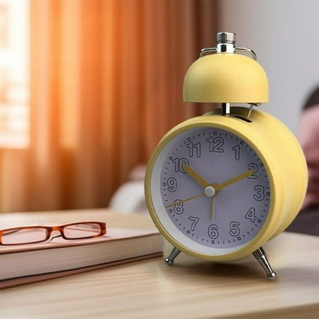 UAEBM Creatives Metal Bell Alarm Clock Single Bell Clock Large Bell Bell Simples Style Candy Colored Metal Bell Clock Yellow