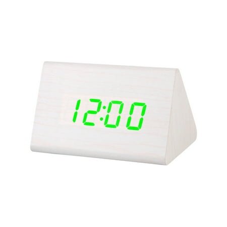 Uclet Wooden Wood Clock New Version LED Alarm Digital Desk Clock Adjustable Brightness Alarm Time Displays Time Date Temperature