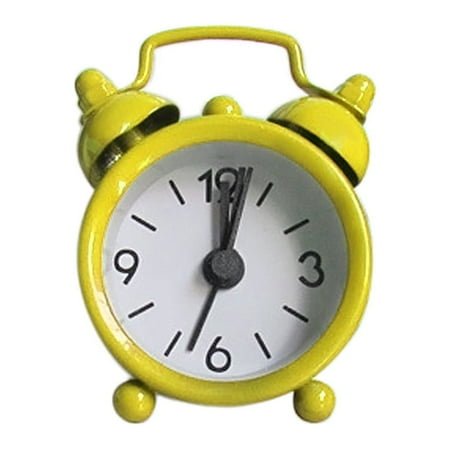 Uhuya Alarm Clock, 1.57 Inch Super Silent Small Clock, Simple Design, Old Fashioned Style, Cute Mini Metal Alarm Clock Electronic Alarm Clock for Bedroom, Bedside, Desk, Adult, Kid, Gift, Yellow