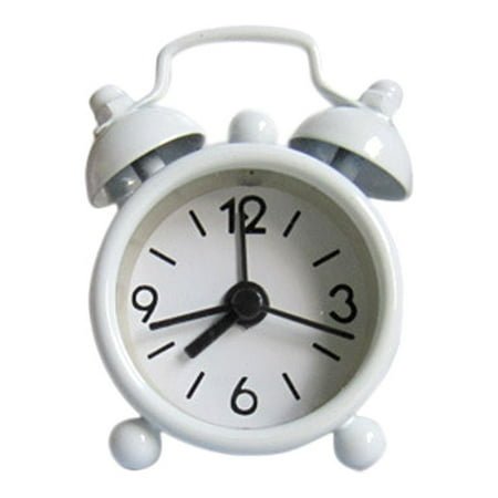 Uhuya Alarm Clock, 1.57 Inch Super Silent Small Clock, Simple Design, Old Fashioned Style, Cute Mini Metal Alarm Clock Electronic Small Alarm Clock for Bedroom, Bedside, Desk, Adult, Kid, Gift, White