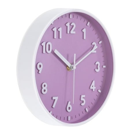 Unique Bargains 8 Inch Wall Clock, 3D Number Quartz Battery Operated Silent Non-Ticking Round Wall Clocks, Purple