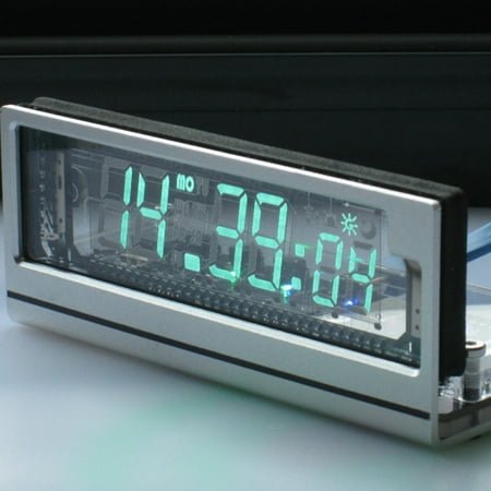 Vacuum Digital Alarm Clock, Fluorescent, WiFi, USB Power,Aluminum Transparent Acrylic Shell