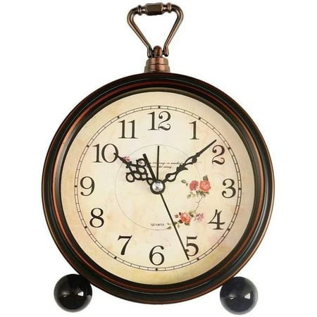 Vintage Alarm Clock , Analog Silent Small Bedside Desk Clock Battery Operated for Table Living Room Decor Shelf Gift Clock (Classic)