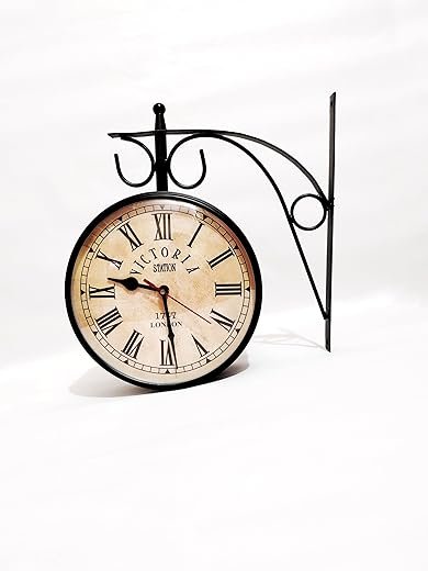 Vintage Victoria Station Clock - Double-Sided Vintage Wall Clock - 1900s Inspired Decor, Bedroom, Porch, Entryway, & Office Ornament Unique