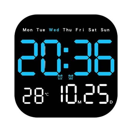 VIVIDCRAFT Square LED Large Digital Wall Clock Remote Control Temperature Date Week Display