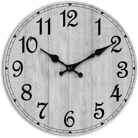 Wall Clock, 10 Inch Wall Clocks Battery Operated Silent Non Ticking, Round Wooden Rustic Clocks Decor for Kitchen, Bathroom, Living Room, Home, Bedrooms, Office (Navy Blue)