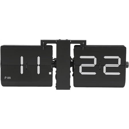 Wall Clocks F018, Easy to Read Retro Flip Clock, Flipping Out Wall/Tabletop Clock, High Accuracy Digital Flip Clock, Automatic Page Turning Desk Clock for Home, Office Decor, 14*3.3*5.3in Black