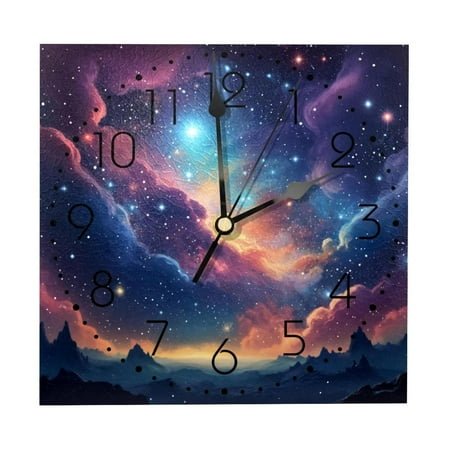 Wall Clocks, Universe Space Galaxy Nebula Starry Battery Operated Number Clock for Bedroom Living Kitchen Office Home Decor Silent & Non-Ticking