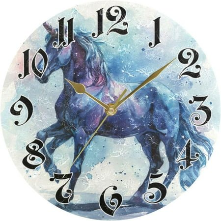 Wellsay Wall Clock - Silent Non-Ticking, Battery Operated, 10 Inch Drawing Galaxy Unicorn Clock Decorative for Home, Bedroom, Living Room - Modern Decor Wall Clock