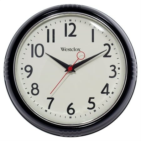 Westclox 9.5 Black Retro 1950s Convex Glass Lens Wall Clock