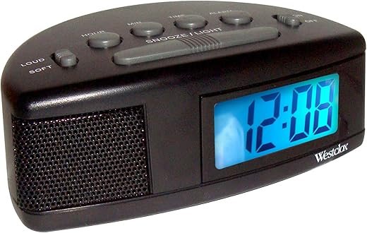 Westclox Extra Loud Alarm Clock for Heavy Sleepers, Easy-to-Read LCD Display with Adjustable Alarm and Snooze (Black)