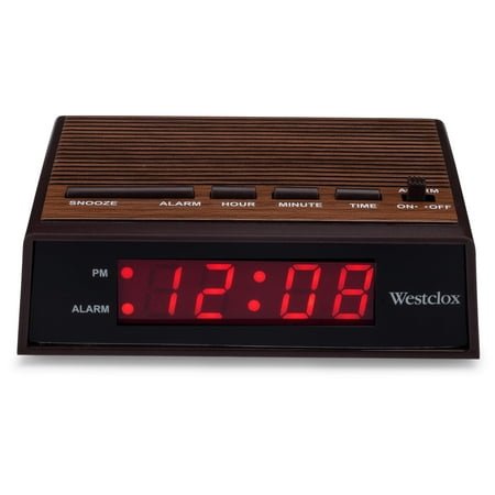 Westclox Retro Wood Style Easy To Read Super Bright Small Night Table Ascending Alarm Clock 22690.