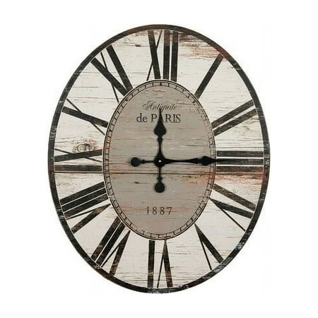 White Washed Oversized Distressed Paris Wood Wall Clock