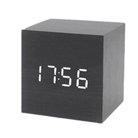 Wooden Cube Mini Digital Alarm Clock with Dual Alarm & LED Display