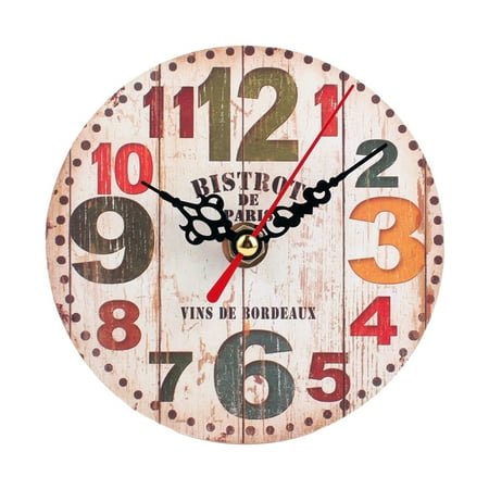 Wooden Wall Clock Silent Non-Ticking Rustic Laundry Room Wall Clock Arabic Numerals Hanging Clock for Laundry Room Decor