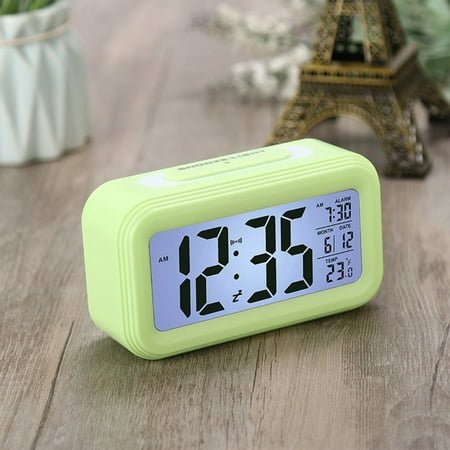 WQJNWEQ Digital Alarm Clock With Background Lighting LCD Display Temperature Monitor Snooze Alarm With Smart Clock Calendar Gift