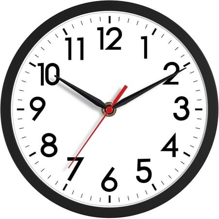 YEHOOM Wall Clock 10 Inch Silent Non-Ticking Modern Clocks Battery Operated - Analog Small Classic for Office, Home, Bathroom, Kitchen, Bedroom, School, Living Room(Black)