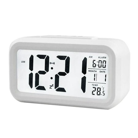 Zendure Alarm Clock, Electronic Digital Alarm Clock Battery Operated Small Desk Clock Bedside Clock with Big LED Screen, Indoor Temperature, Date, for Kids Heavy Sleepers