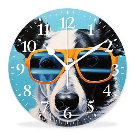 16 Inch Wall Clock Battery Operated Silent Clock Decorative for Office, Kitchen, Outdoor, Living Room，Jack Russell Terrier Dog Isolated on Black Art