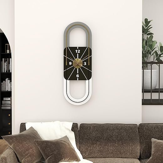 34x11 Inch Modern Long Wall Clock - Battery Operated Silent Non-Ticking Decorative Clock for Living Room, Kitchen, Bedroom, Bathroom, Office & Entryway