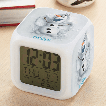 3＂LED Alarm Clock Cartoon Frozen Pattern Desk Table Glowing Electronic Colorful Digital Clock for Girl Boy Kids Children Bedroom Toy Birthday Present Gift