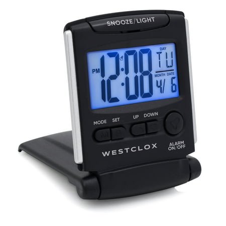 72028 LCD TRAVEL ALARM CLOCK W/HTIN DISPLAY BLACK.